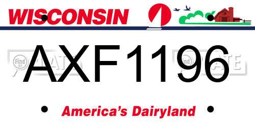 AXF1196 Wisconsin License Plate