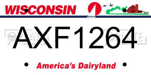 AXF1264 Wisconsin License Plate