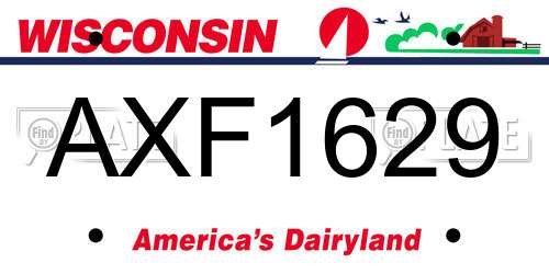 AXF1629 Wisconsin License Plate