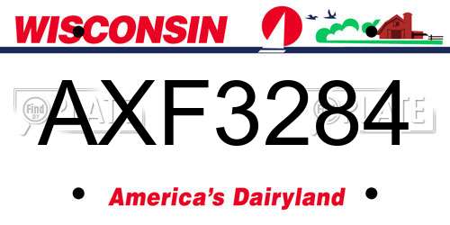 AXF3284 Wisconsin License Plate