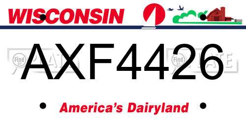 AXF4426 Wisconsin License Plate
