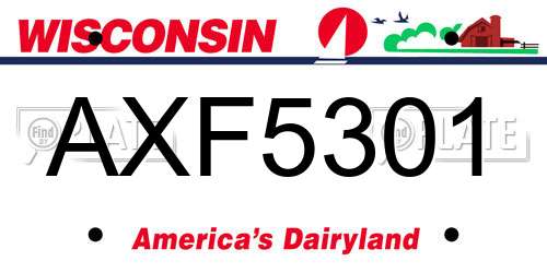 AXF5301 Wisconsin License Plate