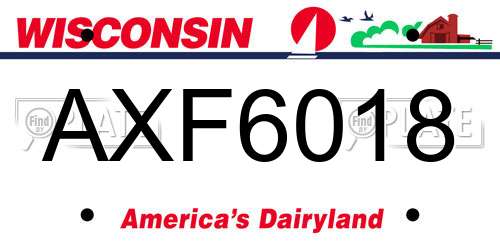 AXF6018 Wisconsin License Plate