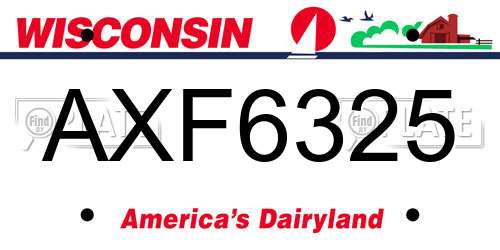 AXF6325 Wisconsin License Plate