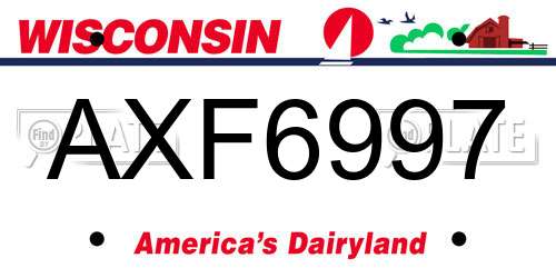 AXF6997 Wisconsin License Plate