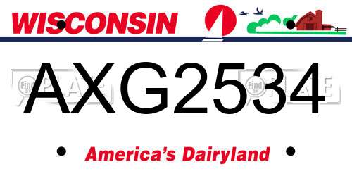 AXG2534 Wisconsin License Plate