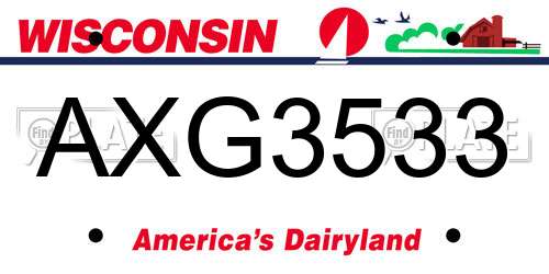 AXG3533 Wisconsin License Plate