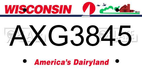 AXG3845 Wisconsin License Plate