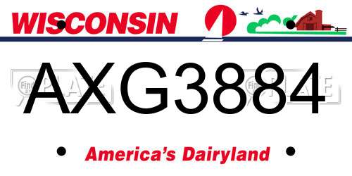 AXG3884 Wisconsin License Plate