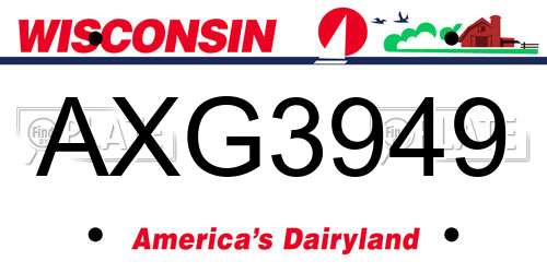 AXG3949 Wisconsin License Plate