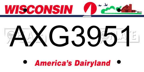 AXG3951 Wisconsin License Plate
