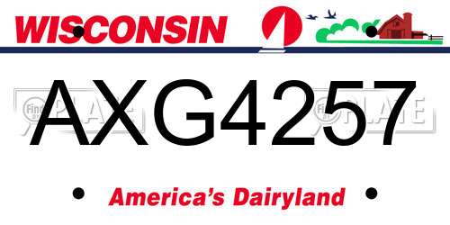 AXG4257 Wisconsin License Plate
