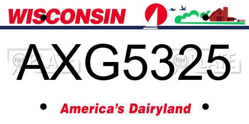 AXG5325 Wisconsin License Plate