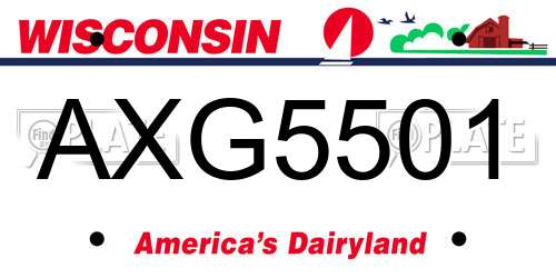 AXG5501 Wisconsin License Plate