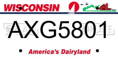 AXG5801 Wisconsin License Plate
