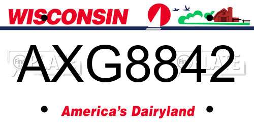 AXG8842 Wisconsin License Plate