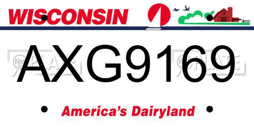 AXG9169 Wisconsin License Plate