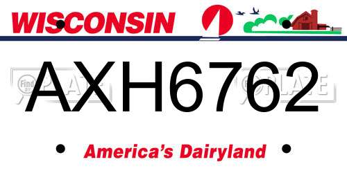 AXH6762 Wisconsin License Plate