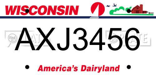 AXJ3456 Wisconsin License Plate