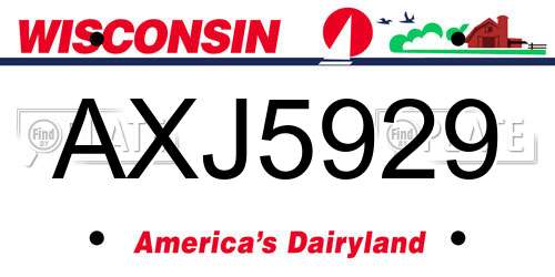 AXJ5929 Wisconsin License Plate
