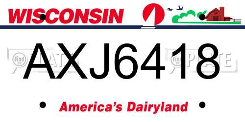AXJ6418 Wisconsin License Plate