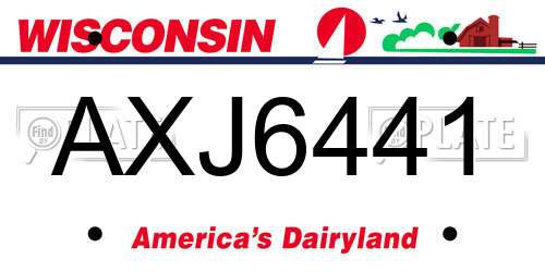 AXJ6441 Wisconsin License Plate