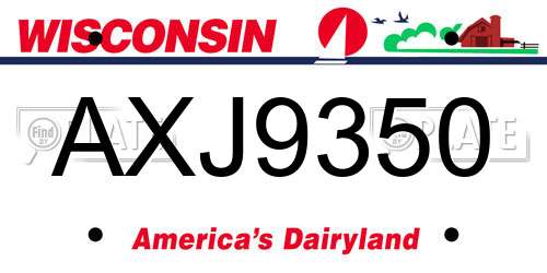 AXJ9350 Wisconsin License Plate