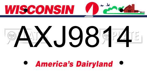 AXJ9814 Wisconsin License Plate