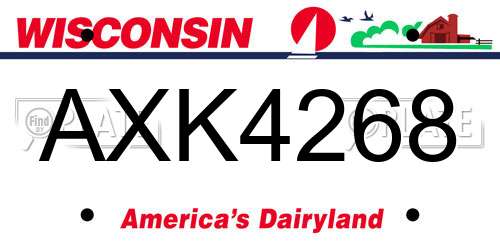 AXK4268 Wisconsin License Plate