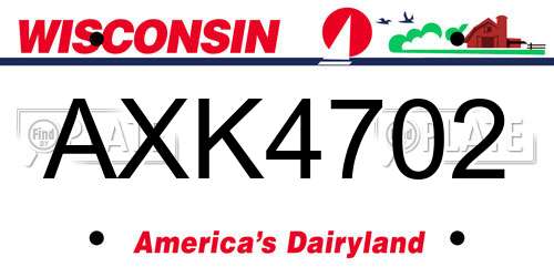 AXK4702 Wisconsin License Plate