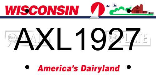 AXL1927 Wisconsin License Plate