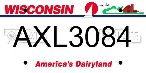 AXL3084 Wisconsin License Plate