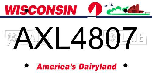 AXL4807 Wisconsin License Plate