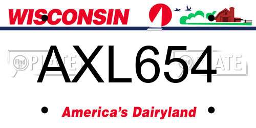 AXL654 Wisconsin License Plate