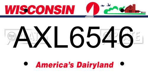 AXL6546 Wisconsin License Plate