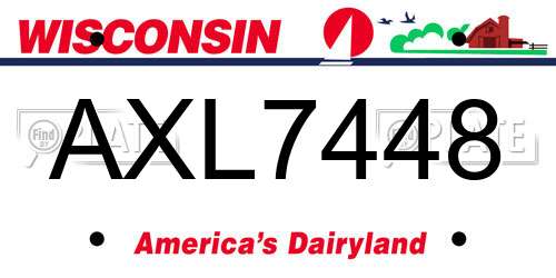 AXL7448 Wisconsin License Plate
