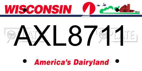 AXL8711 Wisconsin License Plate