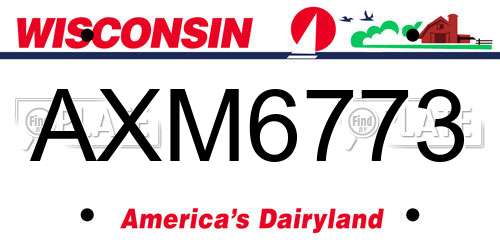 AXM6773 Wisconsin License Plate