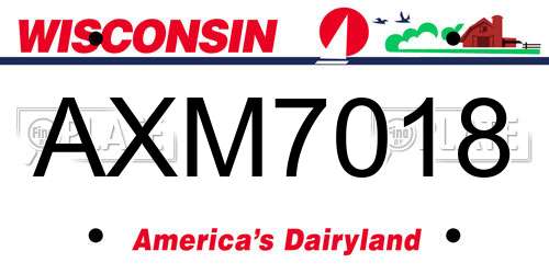 AXM7018 Wisconsin License Plate