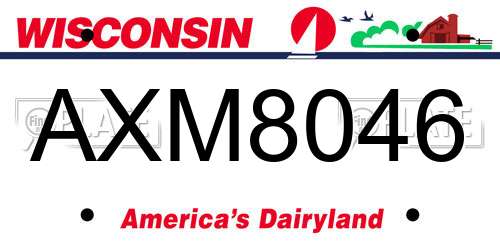 AXM8046 Wisconsin License Plate