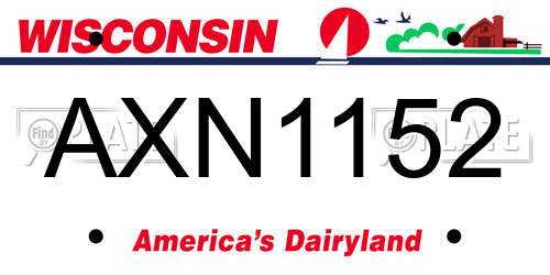 AXN1152 Wisconsin License Plate
