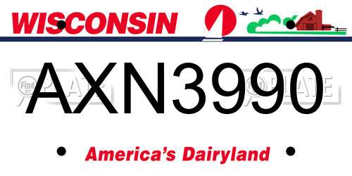 AXN3990 Wisconsin License Plate