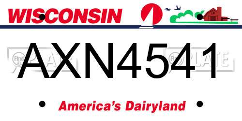AXN4541 Wisconsin License Plate