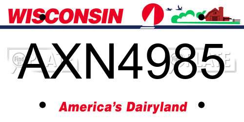 AXN4985 Wisconsin License Plate