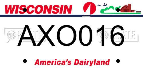AXO016 Wisconsin License Plate