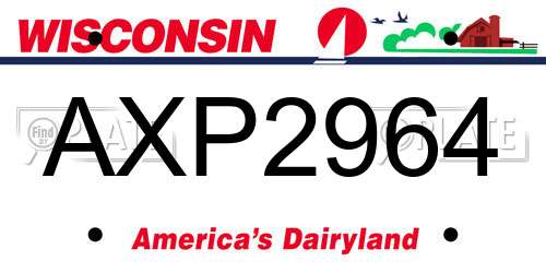 AXP2964 Wisconsin License Plate