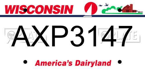 AXP3147 Wisconsin License Plate
