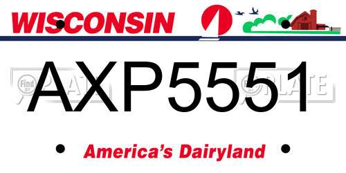 AXP5551 Wisconsin License Plate