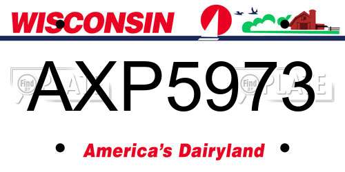 AXP5973 Wisconsin License Plate
