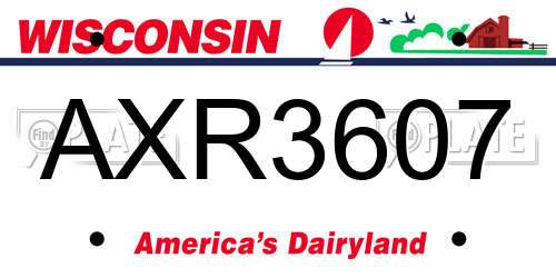 AXR3607 Wisconsin License Plate